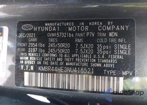 2022 Hyundai Palisade Sel из США, поврежденный, VIN KM8R44HE3NU418521